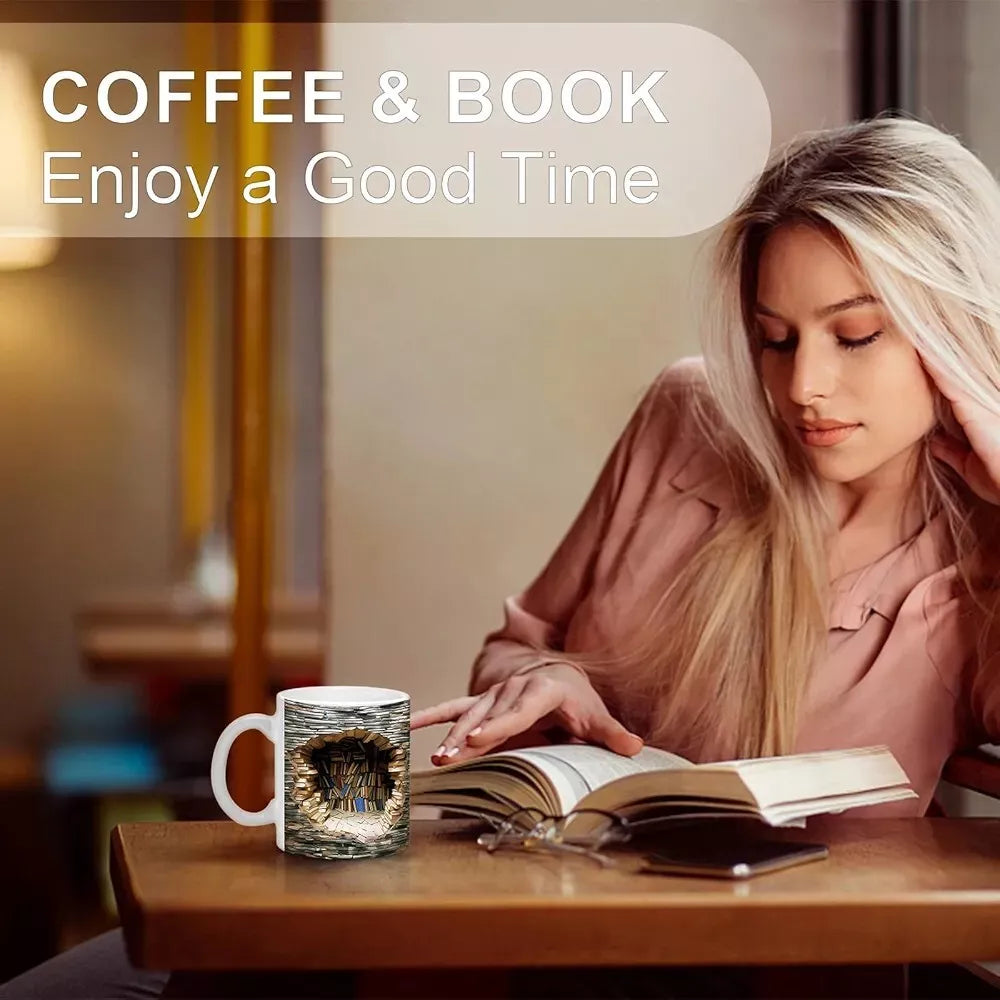 3D Bookshelves Hole In A Wall Mug