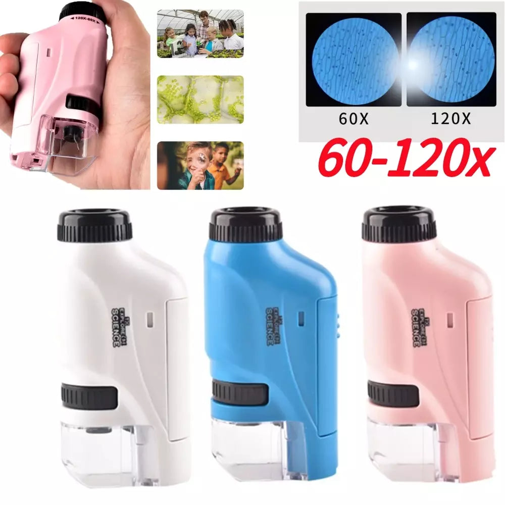 Kid's Portable Pocket Microscope With Adjustable Zoom 60-120x
