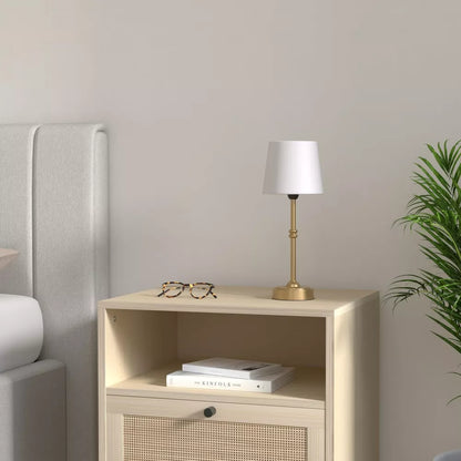 Cordless Retro Fabric Led Table Lamp, Gold / Cotton