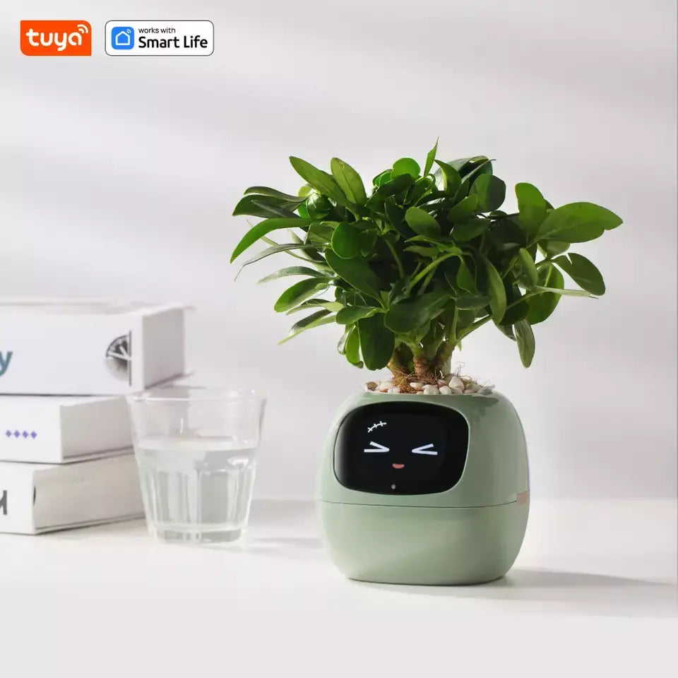 AI Smart Planter with 7 Sensors & 49 Expressions for Easy Plant Care