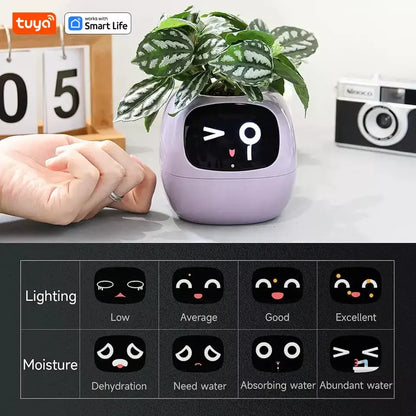 AI Smart Planter with 7 Sensors & 49 Expressions for Easy Plant Care