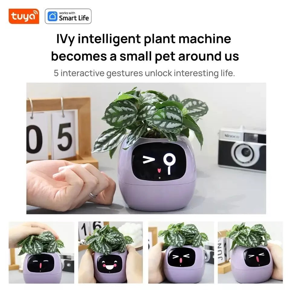 AI Smart Planter with 7 Sensors & 49 Expressions for Easy Plant Care
