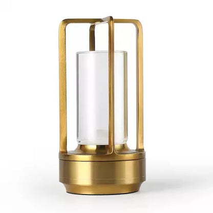 Touch Dimming Metal Hand Held Lantern Crystal Night Light Table Lamp, Gold / Pack of Three