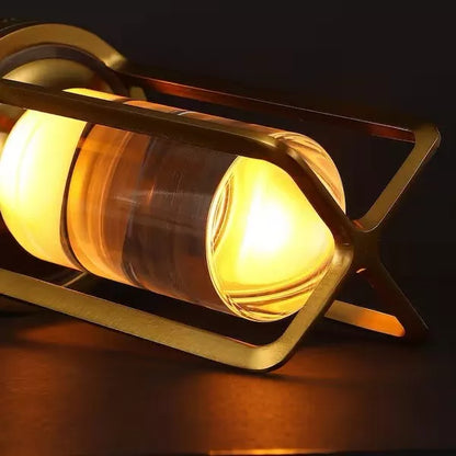 Touch Dimming Metal Hand Held Lantern Crystal Night Light Table Lamp, Gold / Pack of Three