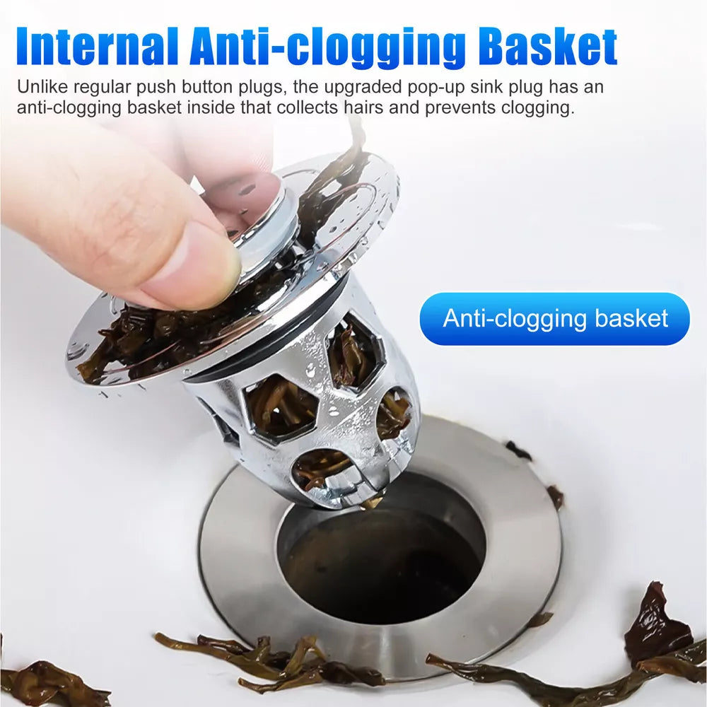 Universal Sink Drain Stopper – Anti-Clogging Pop-Up Plug