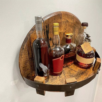 Bourbon Whiskey Barrel Shelf - Rustic Bar Accessories