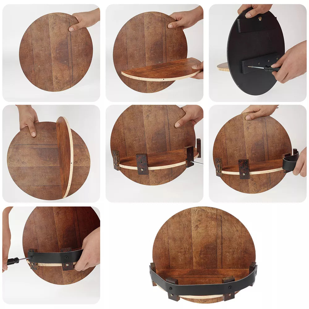 Bourbon Whiskey Barrel Shelf - Rustic Bar Accessories