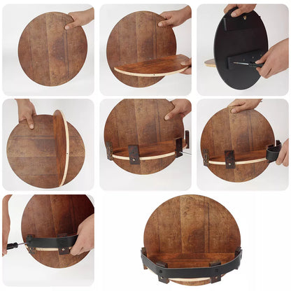 Bourbon Whiskey Barrel Shelf - Rustic Bar Accessories