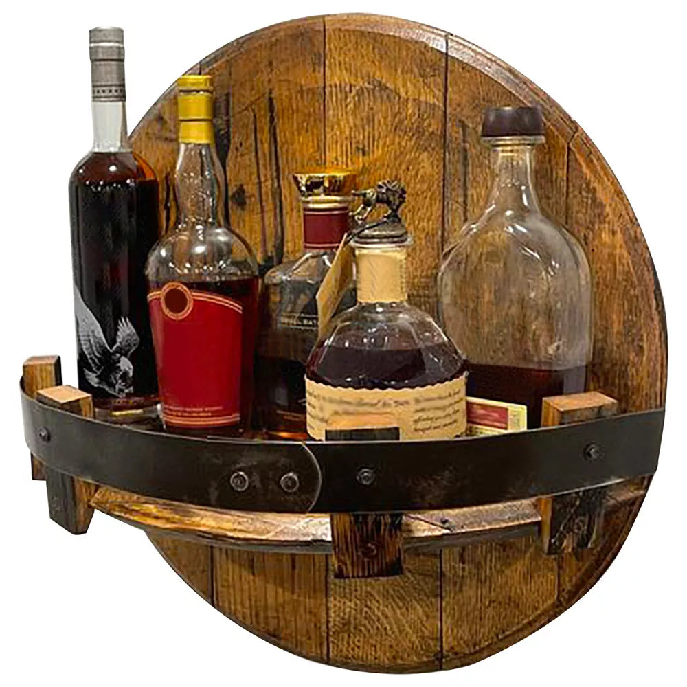 Bourbon Whiskey Barrel Shelf - Rustic Bar Accessories