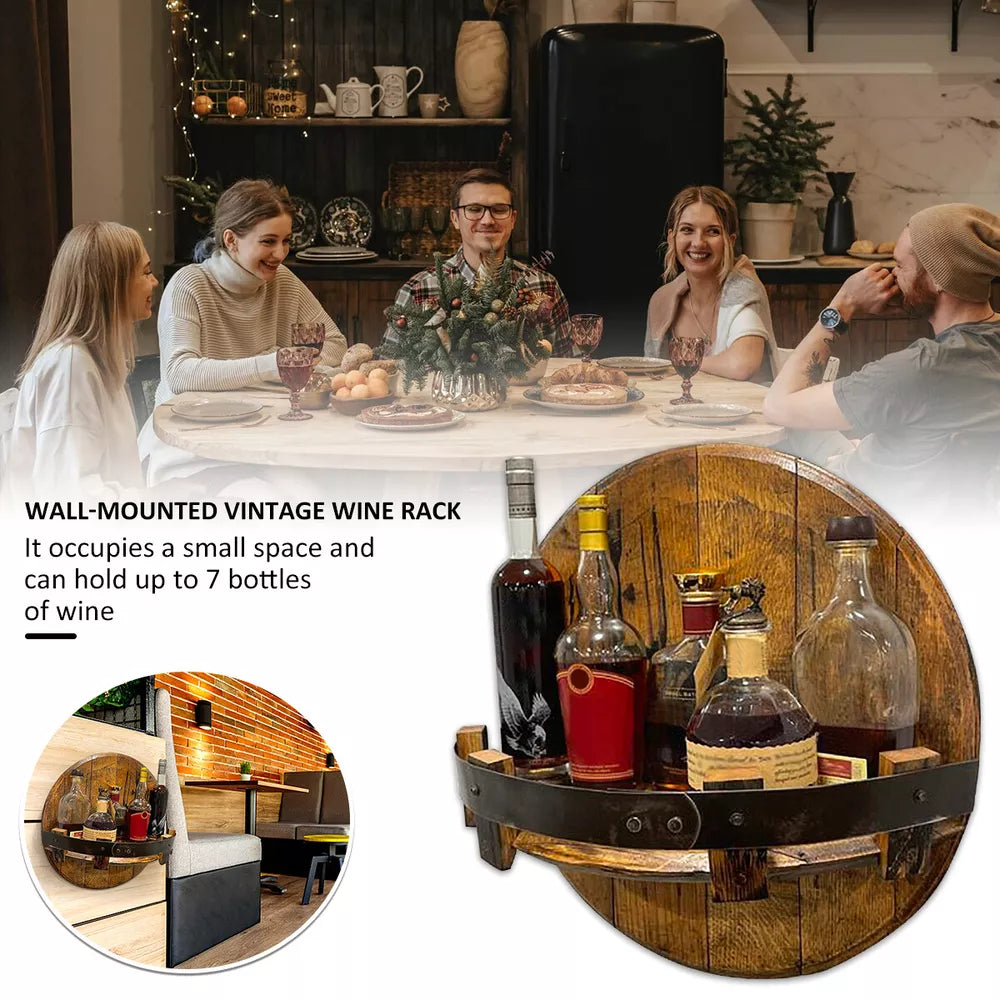 Bourbon Whiskey Barrel Shelf - Rustic Bar Accessories