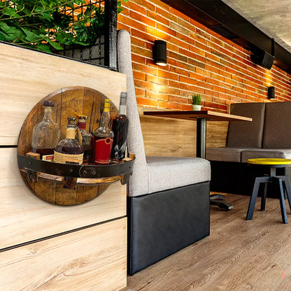 Bourbon Whiskey Barrel Shelf - Rustic Bar Accessories